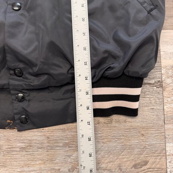 Vintage 80s Chevy Chevrolet Heartbeat America Black‎ Mens L Satin Bomber Jacket - Picture 4 of 6